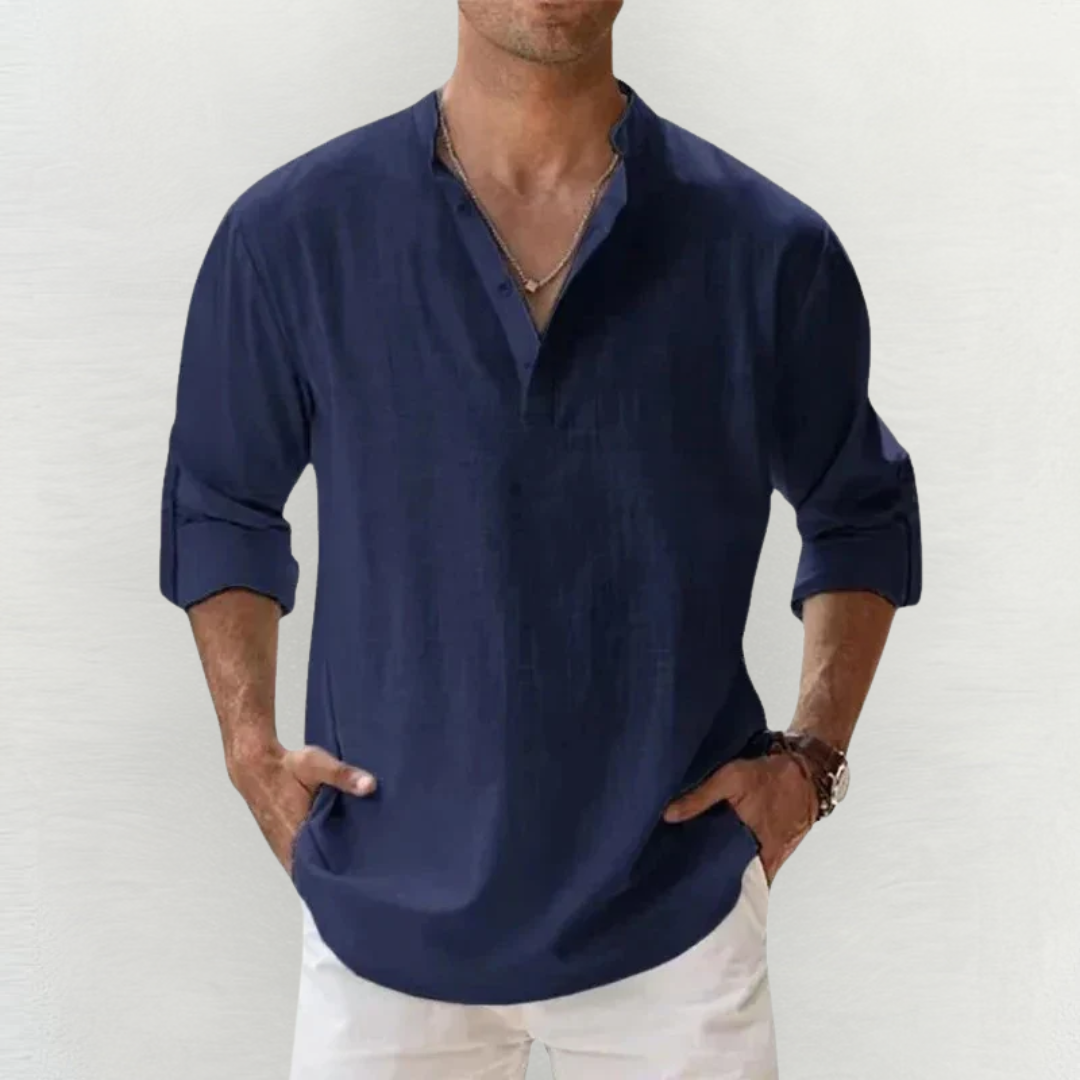 Riccardo™ | Camicia Elasticizzata in Cotone-Lino Premium