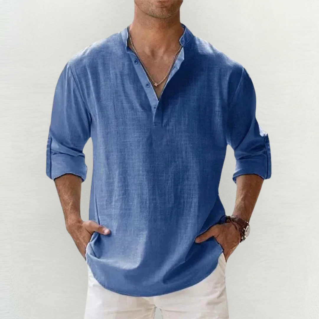 Riccardo™ | Camicia Elasticizzata in Cotone-Lino Premium