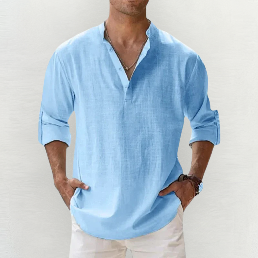 Riccardo™ | Camicia Elasticizzata in Cotone-Lino Premium