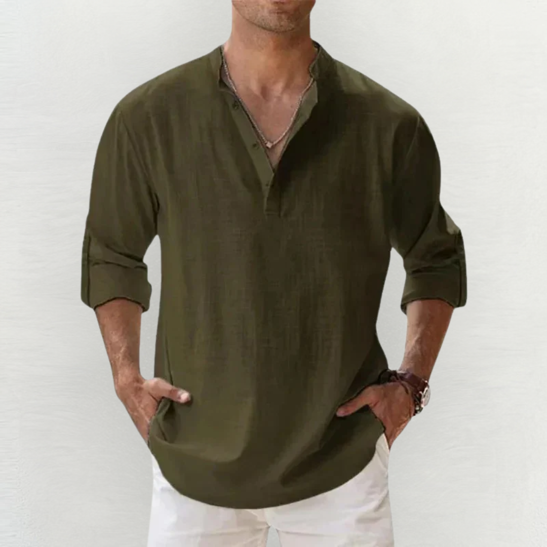 Riccardo™ | Camicia Elasticizzata in Cotone-Lino Premium