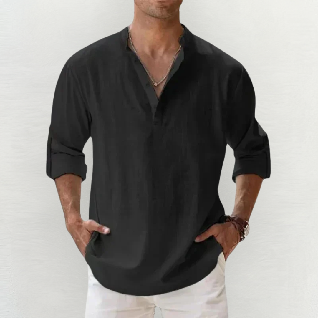 Riccardo™ | Camicia Elasticizzata in Cotone-Lino Premium