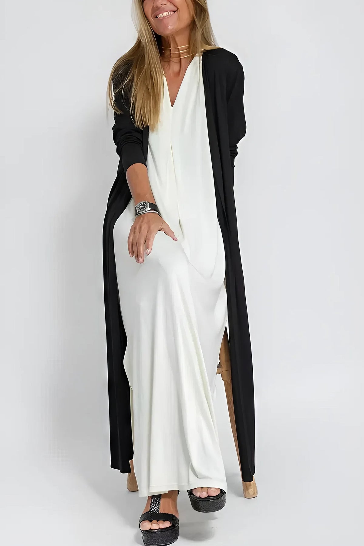 Natalia | Vestito Lungo Elegante con Cardigan Abbinato in Omaggio