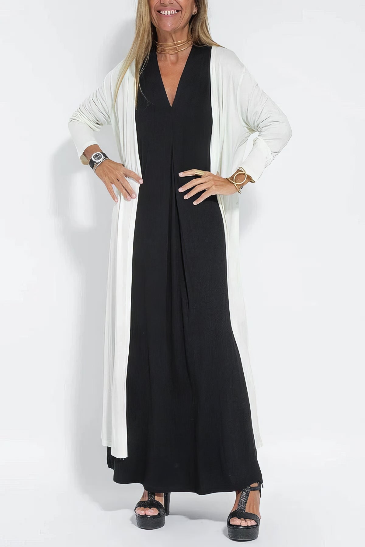 Natalia | Vestito Lungo Elegante con Cardigan Abbinato in Omaggio