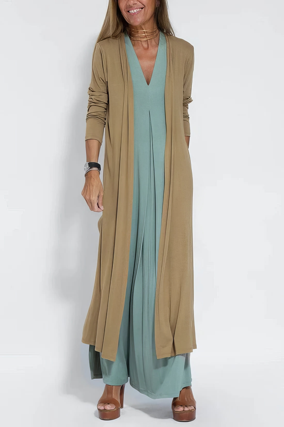 Natalia | Vestito Lungo Elegante con Cardigan Abbinato in Omaggio