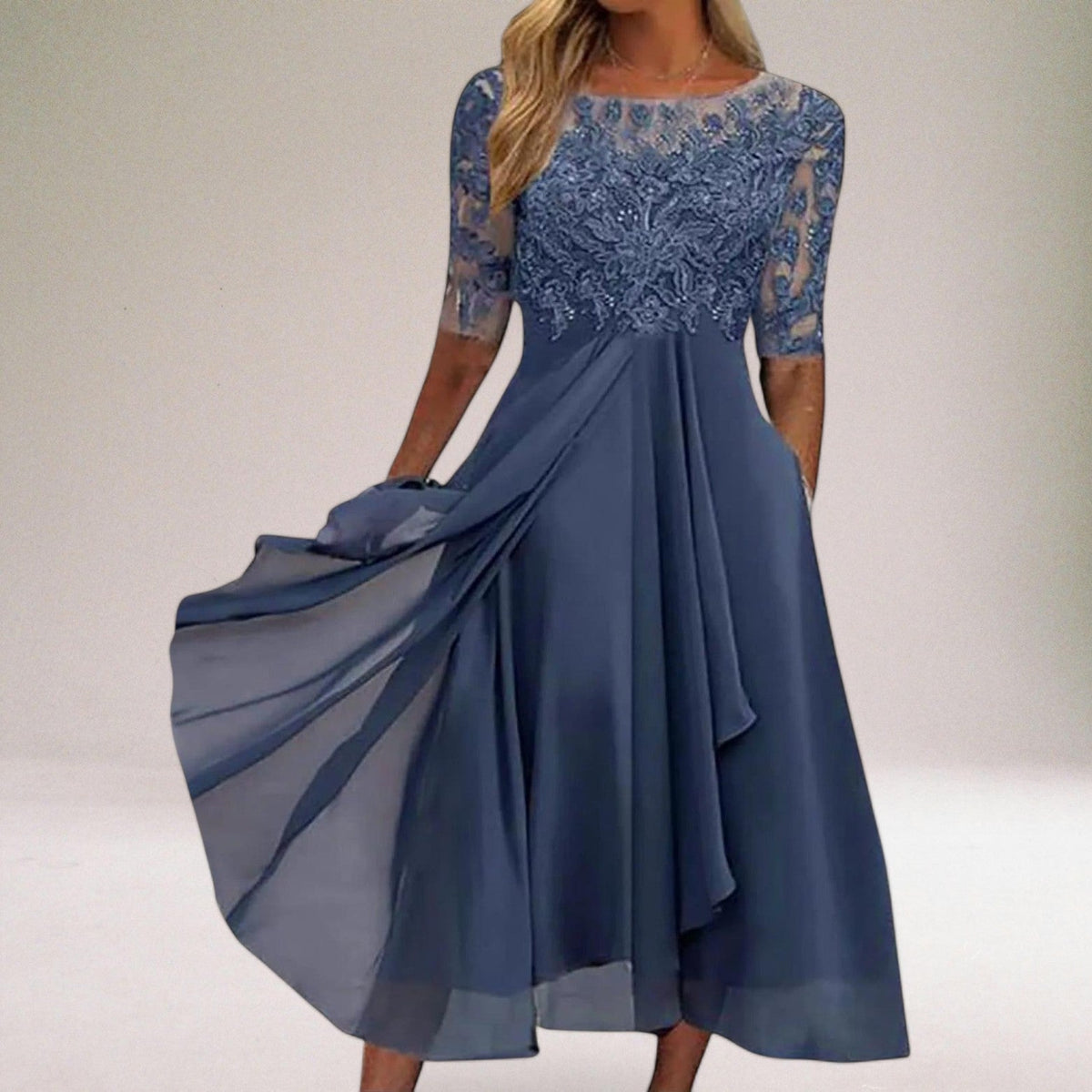 Vera Classe™ | Abito classico in pizzo e chiffon