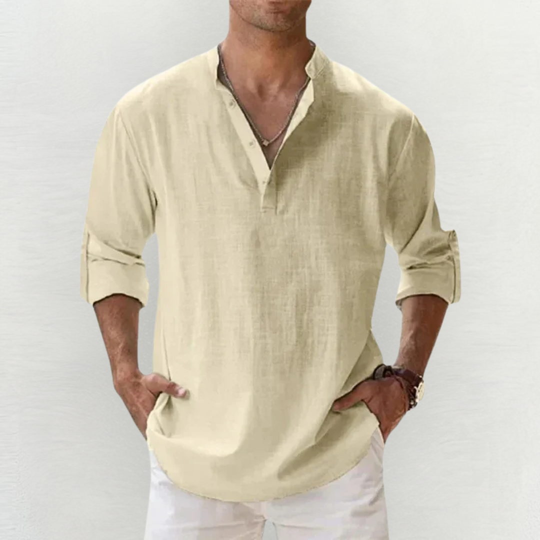 Riccardo™ | Camicia Elasticizzata in Cotone-Lino Premium