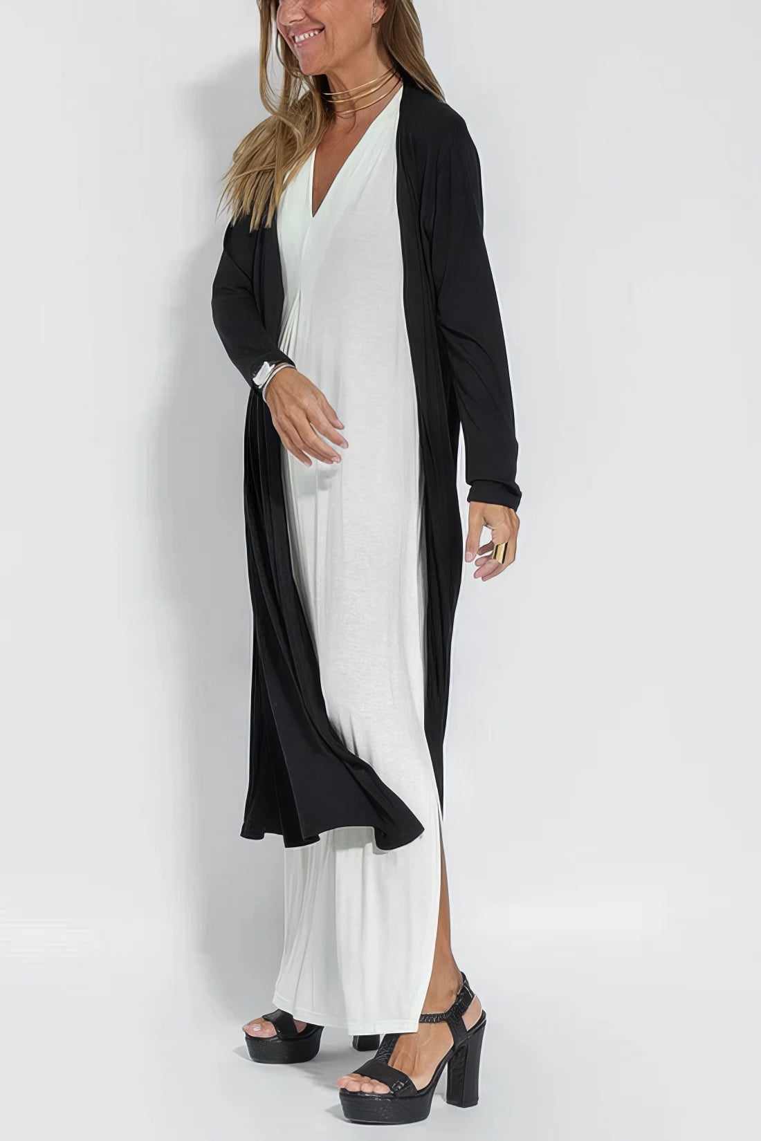 Natalia | Vestito Lungo Elegante con Cardigan Abbinato in Omaggio